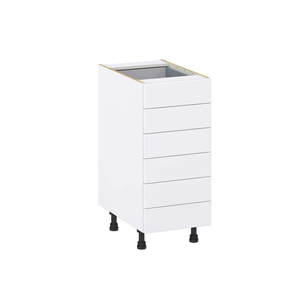 J COLLECTION Mancos Bright White Shaker Assembled Base Kitchen Cabinet with 6 Drawers (15 in. W x 34.5 in. H x 24 in. D)