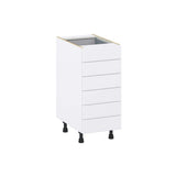 J COLLECTION Mancos Bright White Shaker Assembled Base Kitchen Cabinet with 6 Drawers (15 in. W x 34.5 in. H x 24 in. D)