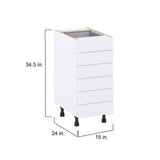 J COLLECTION Mancos Bright White Shaker Assembled Base Kitchen Cabinet with 6 Drawers (15 in. W x 34.5 in. H x 24 in. D)
