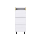 J COLLECTION Mancos Bright White Shaker Assembled Base Kitchen Cabinet with 6 Drawers (15 in. W x 34.5 in. H x 24 in. D)
