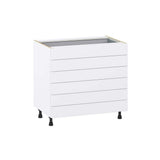 J COLLECTION Mancos Bright White Shaker Assembled Base Kitchen Cabinet with 6 Drawers (36 in. W x 34.5 in. H x 24 in. D)