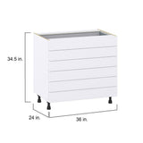 J COLLECTION Mancos Bright White Shaker Assembled Base Kitchen Cabinet with 6 Drawers (36 in. W x 34.5 in. H x 24 in. D)
