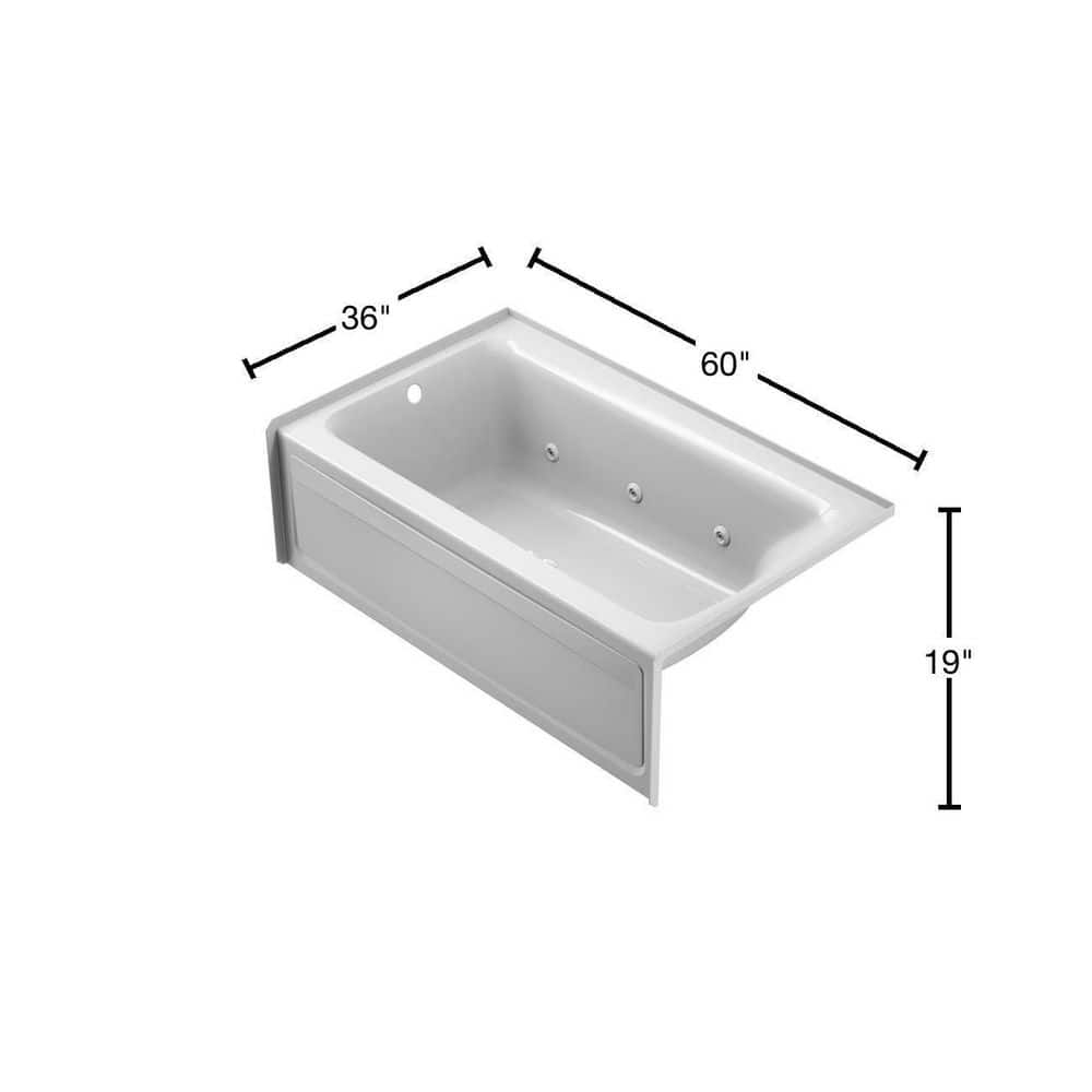 PROJECTA 60 in. x 36 in. Acrylic Left-Hand Drain Rectangular Alcove Whirlpool Bathtub in White