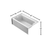 PROJECTA 60 in. x 36 in. Acrylic Left-Hand Drain Rectangular Alcove Whirlpool Bathtub in White