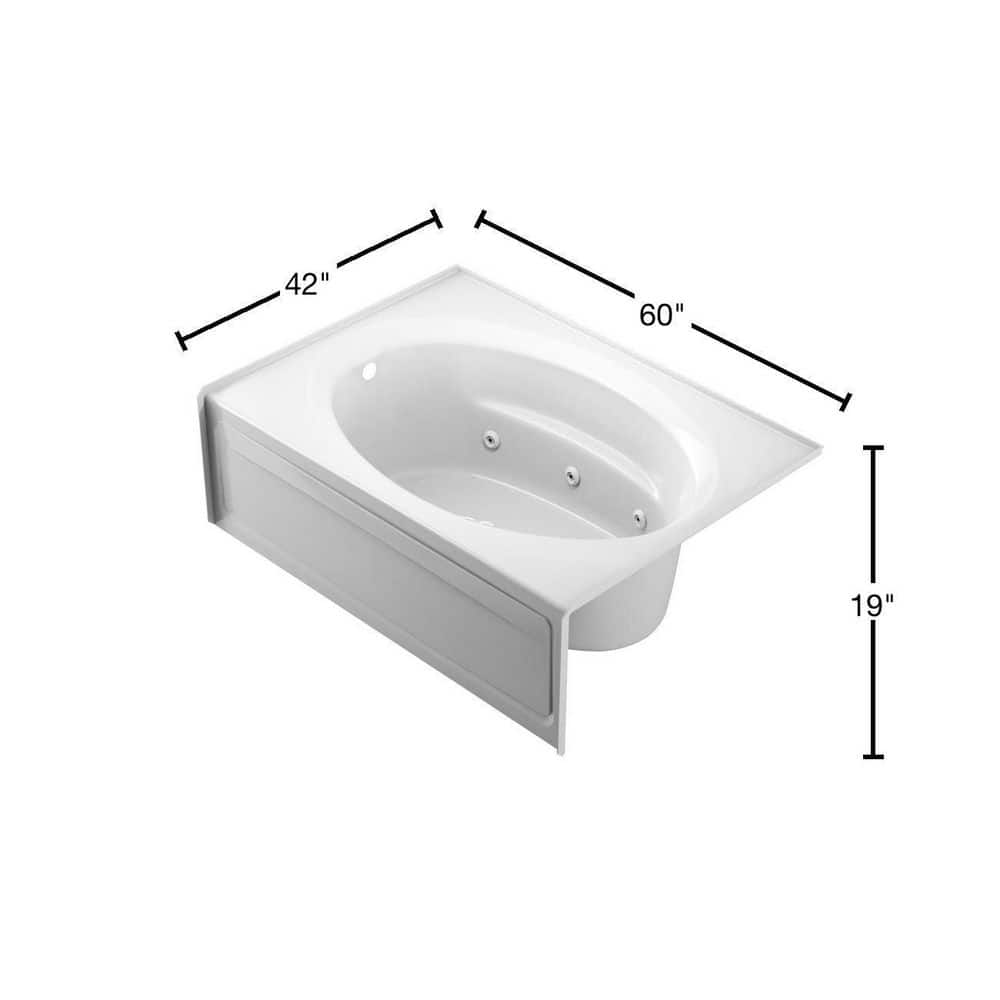 Jacuzzi PROJECTA 60 in. x 42 in. Acrylic Right-Hand Drain Rectangular Alcove Whirlpool Bathtub in White