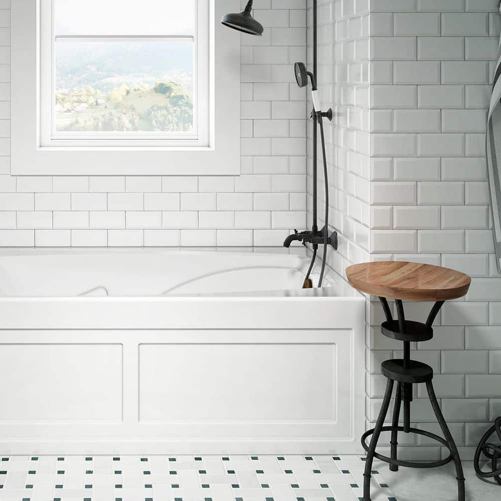 Jacuzzi CETRA 60 in. x 36 in. Acrylic Left-Drain Rectangular Alcove Whirlpool Bathtub in White