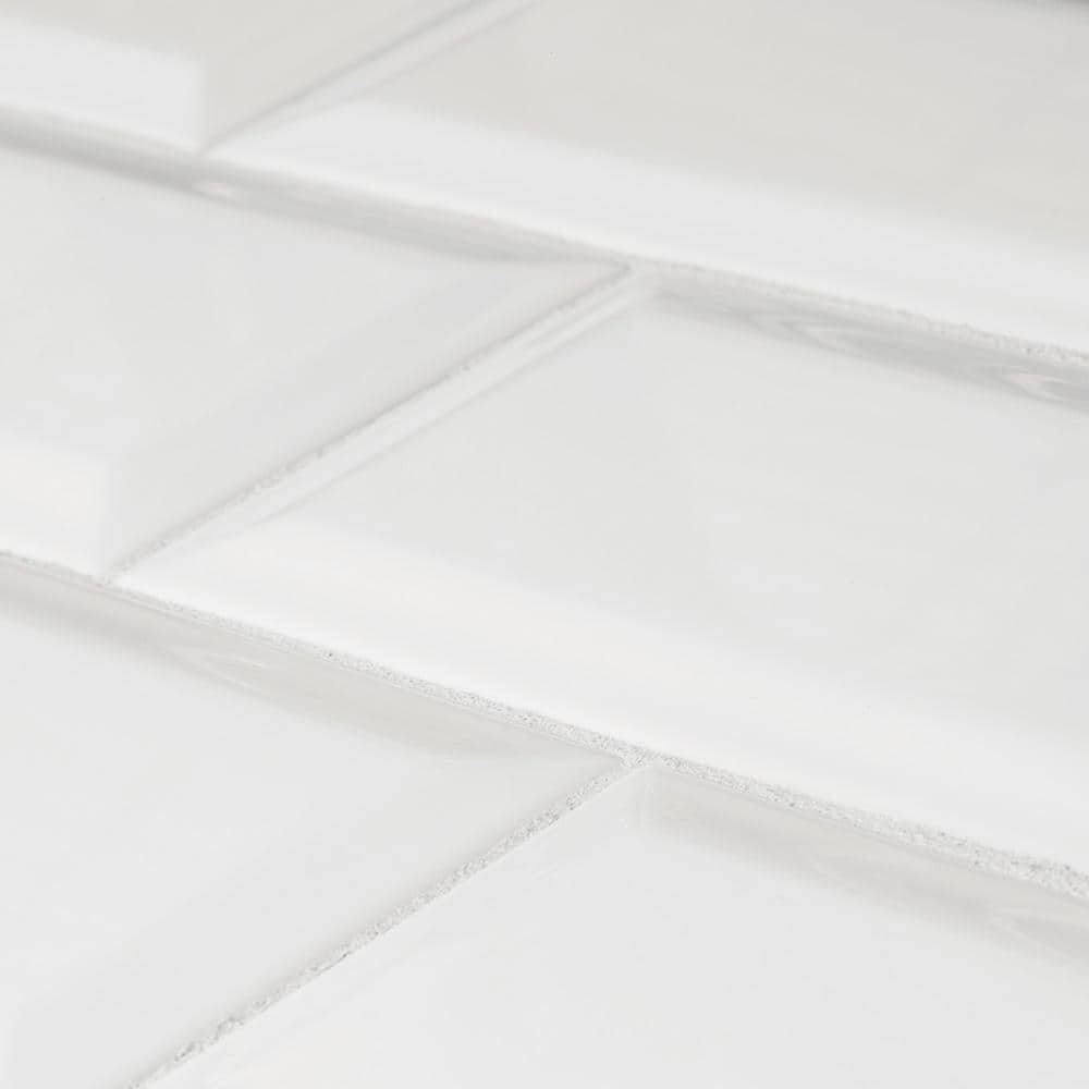 Jeffrey Court Allegro White Bevel 3 in. x 6 in. Glossy Ceramic Wall Tile (11 sq. ft. / Case)