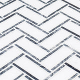 Jeffrey Court Bayou White Herringbone 10.25 in. x 11.875 in. x 6 mm Honed Natural Stone Mosaic Wall and Floor Tile