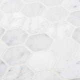 Jeffrey Court Carrara Constellation White 10.75 in. x 11.375 in. x 8 mm Hexagon Honed Marble Wall and Floor Mosaic Tile