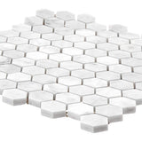 Jeffrey Court Carrara Constellation White 10.75 in. x 11.375 in. x 8 mm Hexagon Honed Marble Wall and Floor Mosaic Tile
