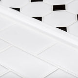 Jeffrey Court Classic 2 x 4 Brick White 11.625 in. x 11.625 in. x 6 mm Interlocking Glossy Porcelain Wall and Floor Mosaic Tile