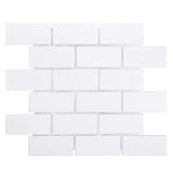 Jeffrey Court Classic 2 x 4 Brick White 11.625 in. x 11.625 in. x 6 mm Interlocking Glossy Porcelain Wall and Floor Mosaic Tile