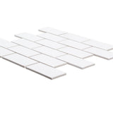 Jeffrey Court Classic 2 x 4 Brick White 11.625 in. x 11.625 in. x 6 mm Interlocking Glossy Porcelain Wall and Floor Mosaic Tile