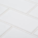 Jeffrey Court Classic 2 x 4 Brick White 11.625 in. x 11.625 in. x 6 mm Interlocking Glossy Porcelain Wall and Floor Mosaic Tile