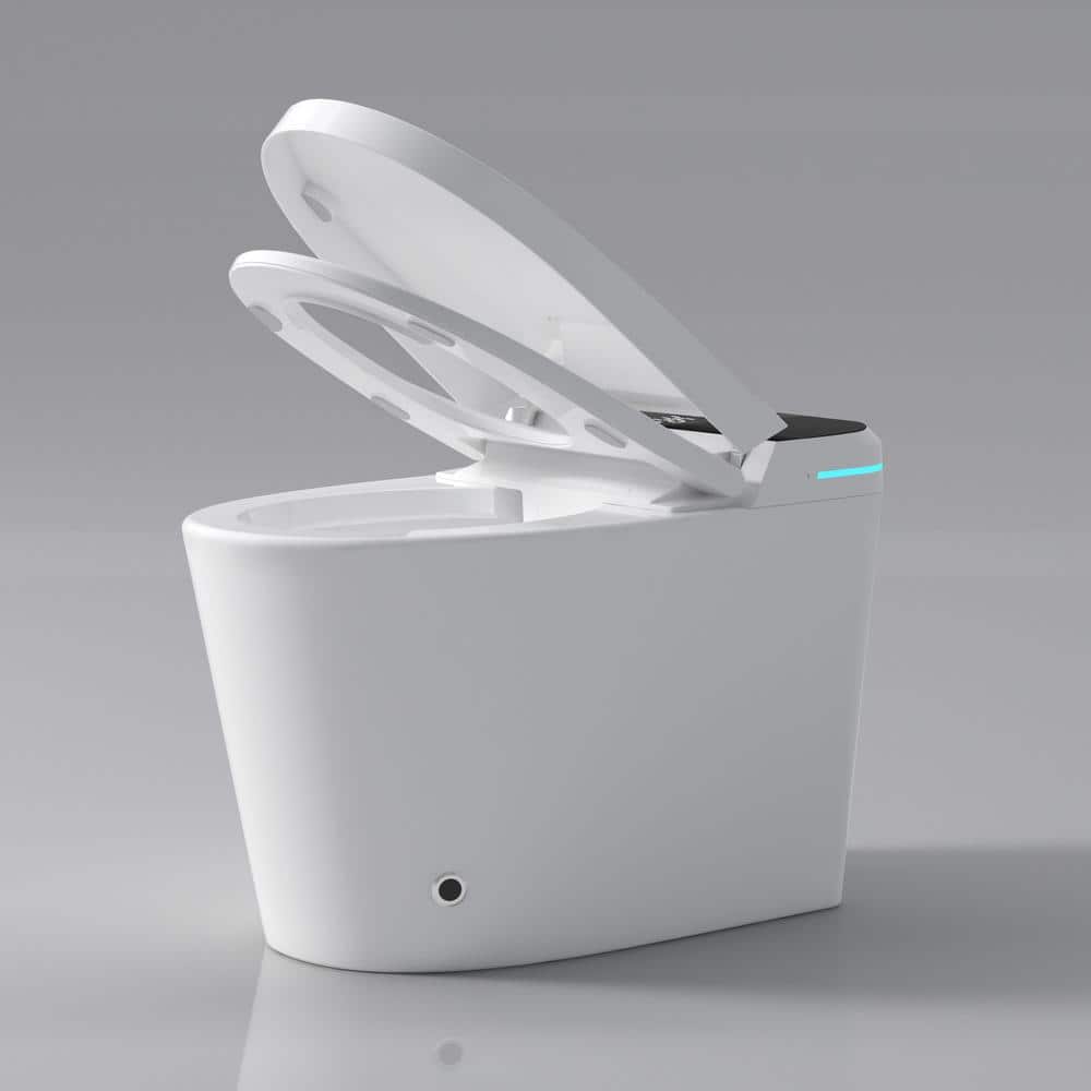 JimsMaison Elongated Bidet Toilet 1.28 GPF with LED Display & Warm Water in White