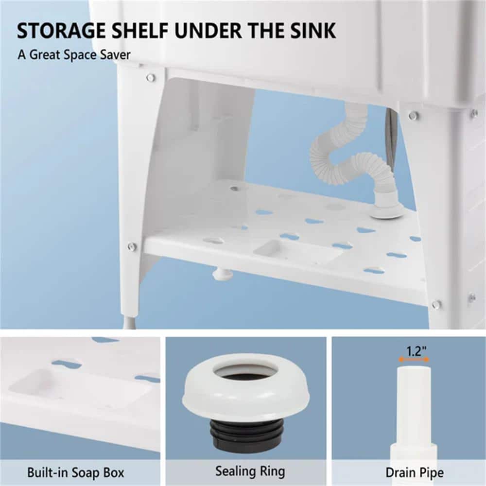 Karl home 32.3" Freestanding Laundry Utility Sink in White with Faucet