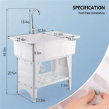 Karl home 32.3" Freestanding Laundry Utility Sink in White with Faucet