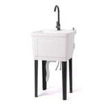 Karl home Freestanding Utility Sink with Faucet - 18.9 x 19.7 in, White