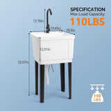 Karl home Freestanding Utility Sink with Faucet - 18.9 x 19.7 in, White