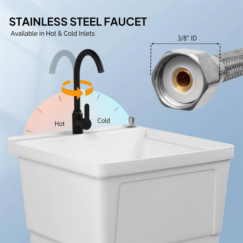 Karl home Freestanding Laundry Utility Sink with Faucet, White, 23.6 in.