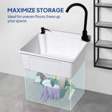 Karl home 17.5 in. Wall Mount Laundry Utility Sink with Faucet in White