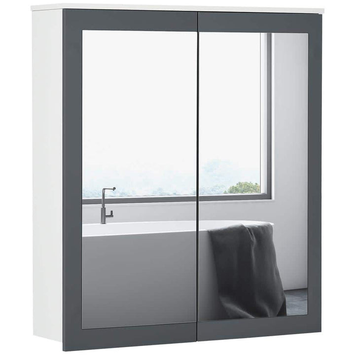 kleankin Wall Mounted Bathroom Medicine Cabinet 27 in. W x 30 in. H with Mirror Rectangular MDF Medicine Cabinet with Mirror