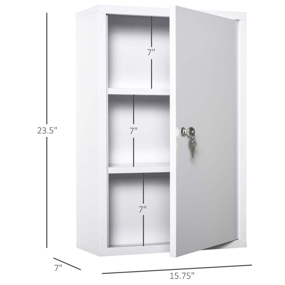 kleankin 15.75 in. W x 23.5 in. H Steel White Wall Surface Mount Medicine Cabinet without Mirror