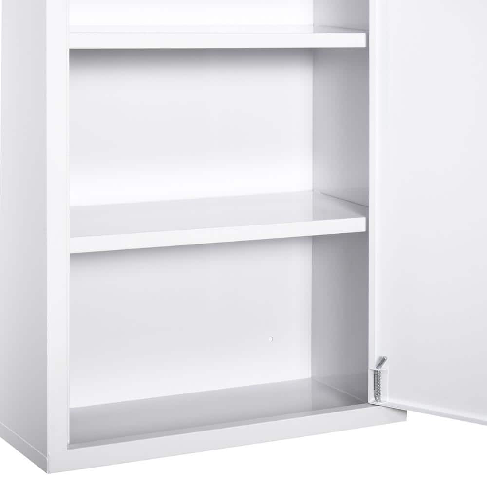 kleankin 15.75 in. W x 23.5 in. H Steel White Wall Surface Mount Medicine Cabinet without Mirror