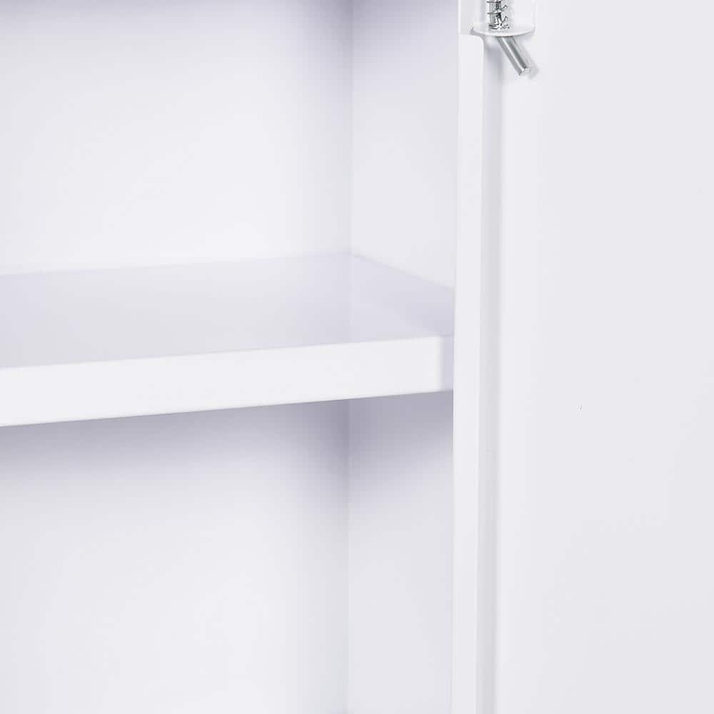 kleankin 11.75 in. W x 18 in. H White Recessed Wall Medicine Cabinet without Mirror for Bathroom with 2 Keys