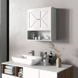 kleankin Farmhouse Bathroom Wall Cabinet, Wall Mounted Medicine Cabinet with Open Shelf & Adjustable Shelf, Storage