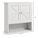 kleankin Farmhouse Bathroom Wall Cabinet, Wall Mounted Medicine Cabinet with Open Shelf & Adjustable Shelf, Storage