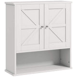 kleankin Farmhouse Bathroom Wall Cabinet, Wall Mounted Medicine Cabinet with Open Shelf & Adjustable Shelf, Storage