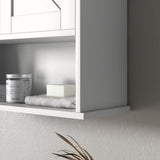 kleankin Farmhouse Bathroom Wall Cabinet, Wall Mounted Medicine Cabinet with Open Shelf & Adjustable Shelf, Storage