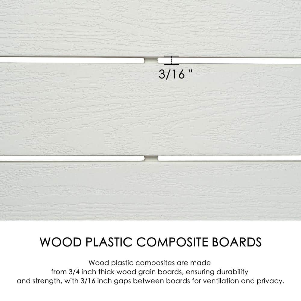 KOZYARD Outdoor Privacy Screen White Framed Fence Panels Kit 4 ft.