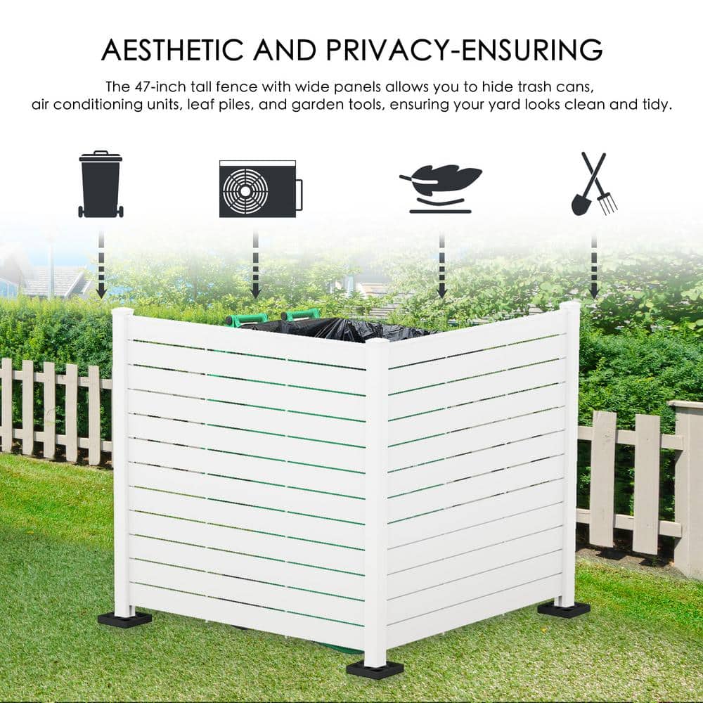 KOZYARD Outdoor Privacy Screen White Framed Fence Panels Kit 4 ft.