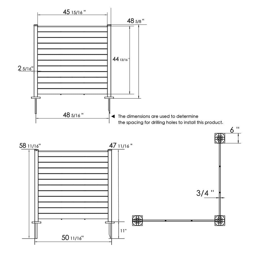 KOZYARD Outdoor Privacy Screen White Framed Fence Panels Kit 4 ft.
