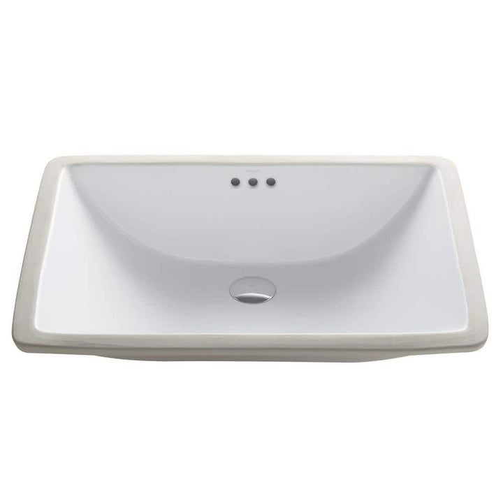 KRAUS Elavo Large Rectangular Ceramic Undermount Bathroom Sink in White with Overflow, 23-1/4 in. x 16-1/2 in.
