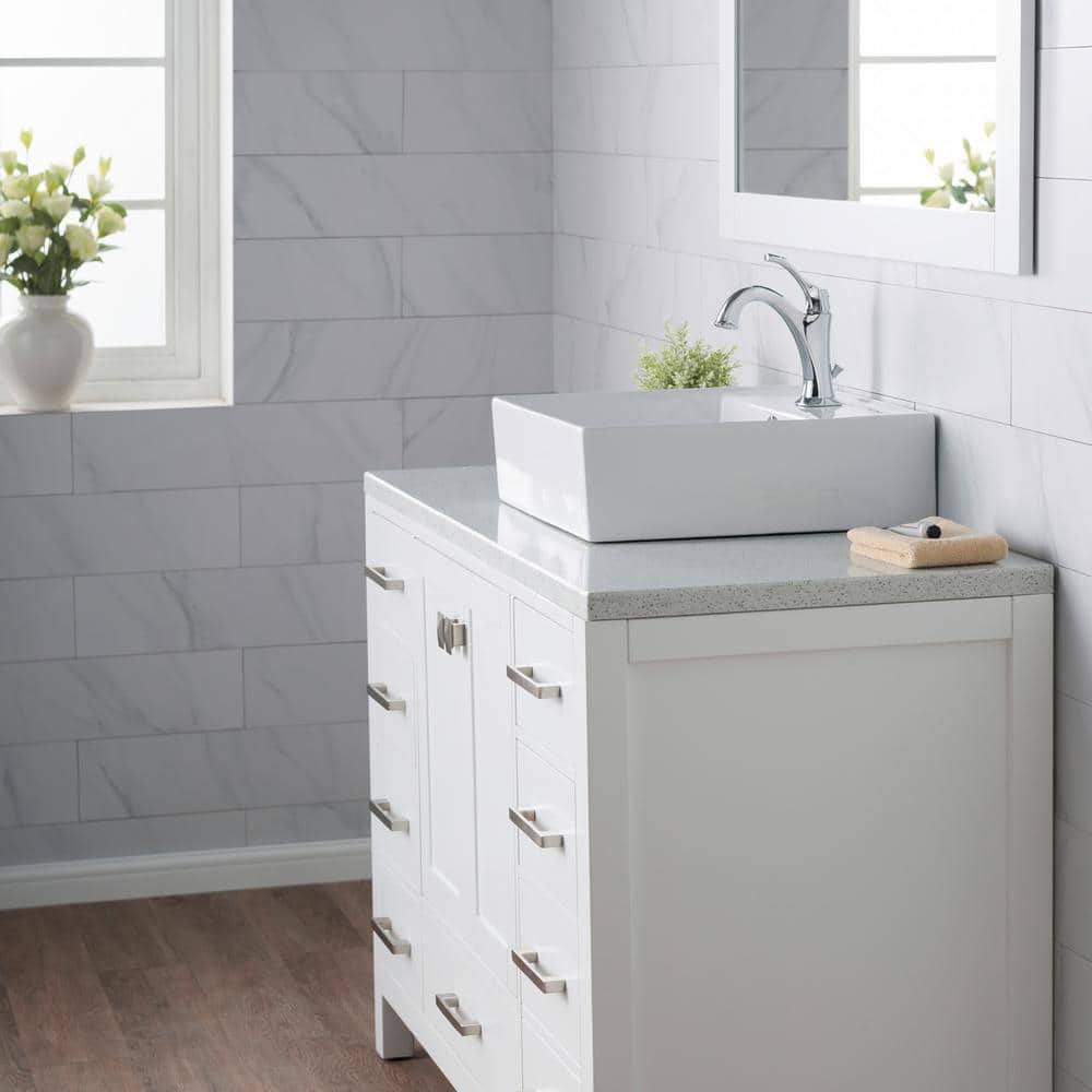 KRAUS Elavo 18.6 in. Square Ceramic Vessel Bathroom Sink in White