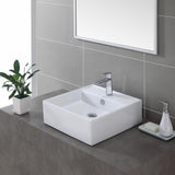 KRAUS Elavo 18.6 in. Square Ceramic Vessel Bathroom Sink in White