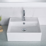 KRAUS Elavo 18.6 in. Square Ceramic Vessel Bathroom Sink in White