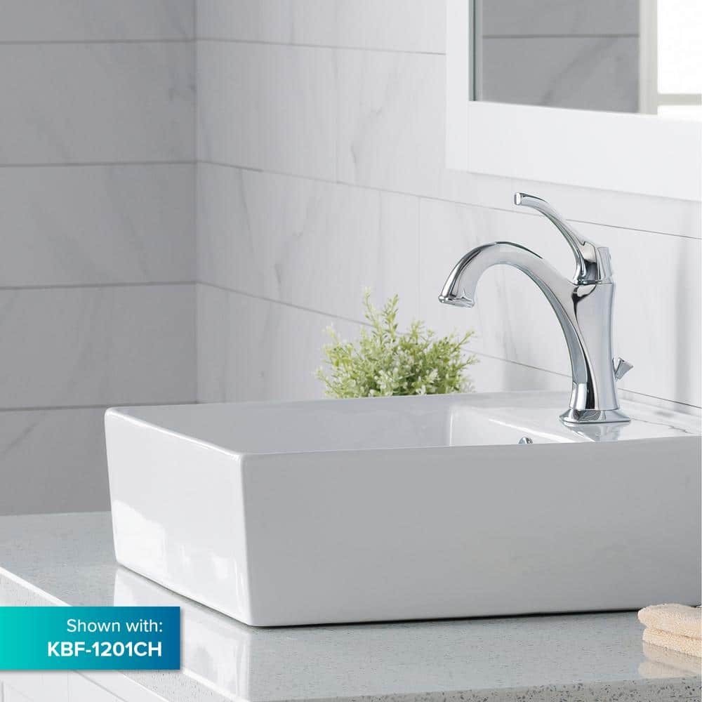 KRAUS Elavo 18.6 in. Square Ceramic Vessel Bathroom Sink in White