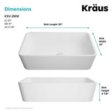 KRAUS Natura Rectangle Solid Surface Vessel Sink in White, 20 x 14 x 4-7/8 in (KSV-2MW)