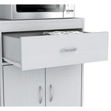 Inval Ready to Assemble 23.62 in. x 15.75 in. x 54.13 in. White Laminate Microwave Storage Cabinet