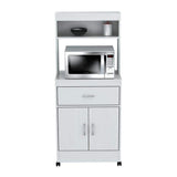 Inval Ready to Assemble 23.62 in. x 15.75 in. x 54.13 in. White Laminate Microwave Storage Cabinet