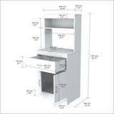 Inval Ready to Assemble 23.62 in. x 15.75 in. x 54.13 in. White Laminate Microwave Storage Cabinet
