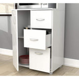 Inval 23.62x15.35x66.14 in. Microwave Storage Utility Cabinet in Laricina White