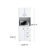 Inval 23.62x15.35x66.14 in. Microwave Storage Utility Cabinet in Laricina White