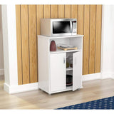 Inval 23.62x14.96x32.87 in. Microwave Storage Utility Cabinet in Laricina White