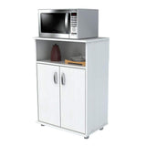 Inval 23.62x14.96x32.87 in. Microwave Storage Utility Cabinet in Laricina White