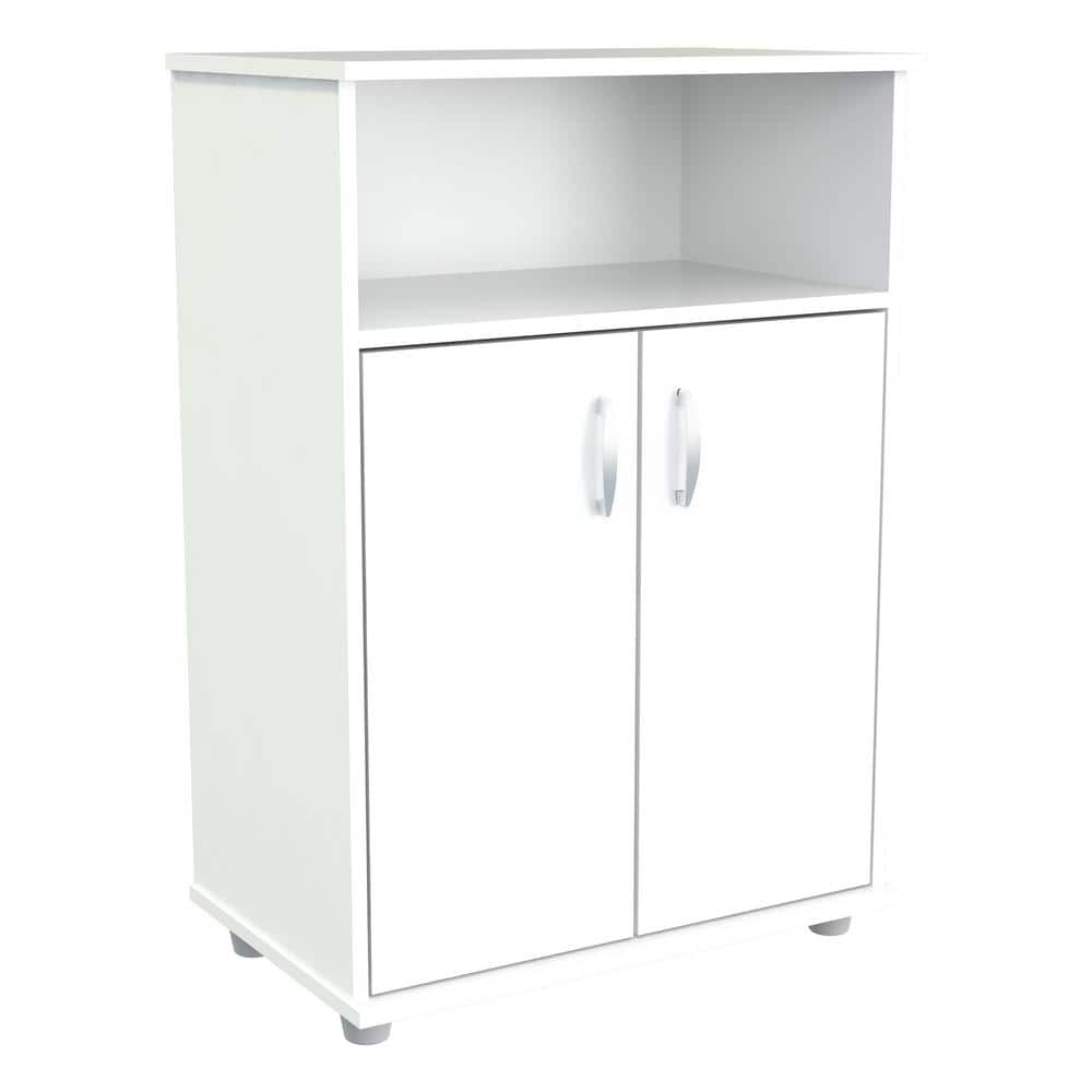 Inval 23.62x14.96x32.87 in. Microwave Storage Utility Cabinet in Laricina White